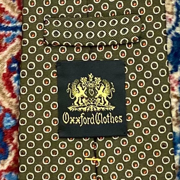 OXXFORD CLOTHES Tie (Green, Motif, Silk) - Picture 2 of 2